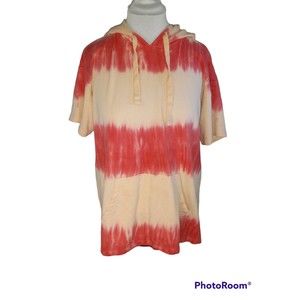 Lane Bryant Livi Tie Dye Short Sleeve Hoodie Womens Size 18/20 2x Pink